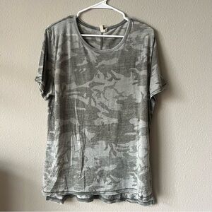 Free People We The Free Gray Camouflage Top